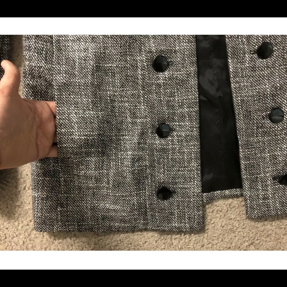Allison Gail Tweed Blazer Sz 12 Vintage Open Front Officially Career Gray - Picture 10 of 12